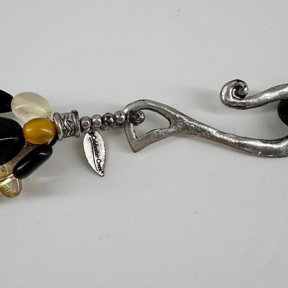 Coldwater Creek Multi-Strand Beaded Belt 47" Black Yellow Green Silver - Picture 3 of 11